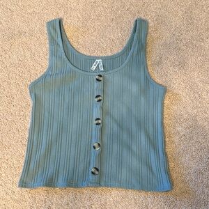 Green Ribbed Tank Top
